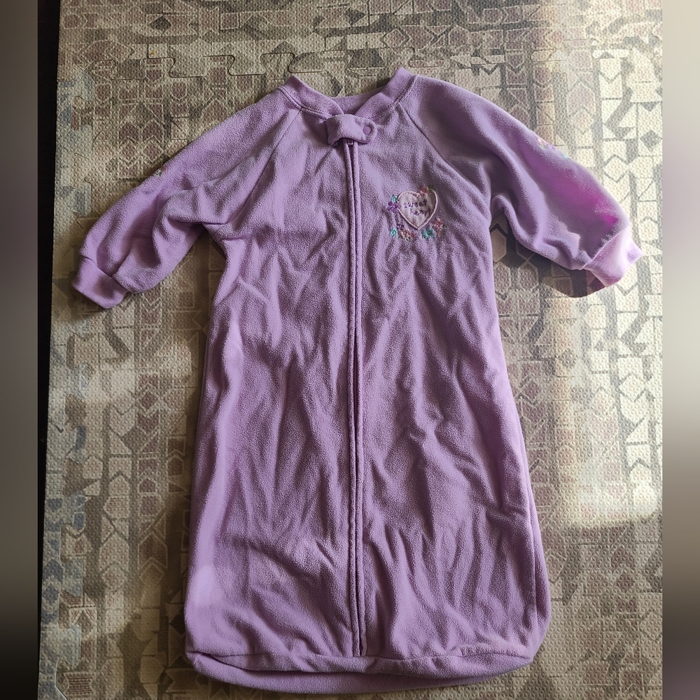 Child of Mine Carters Purple Fleece Embroidered Zip Up Sleep Sack Size 0-9m